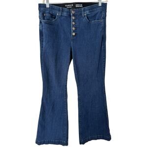 Torrid Bombshell Flare Premium Stretch Blue Denim Jeans Button Fly Size 16